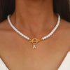 Fashion A- Z Letters Necklaces for Women Gold Color Initial Pendant Pearl Chain English Letter Neckalces Jewelry Alphabet Gifts