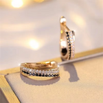 Load image into Gallery viewer, Hot Selling Trendy Crystal Earrings For Women Black And White Stone Fashion Silver Gold Color Hoop Earrings Wedding Jewelry