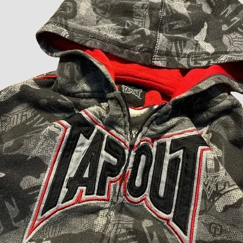 Y2K Camouflage Zipper Hoodie Tapout Oversized Tops Harajuku Goth Letter Graphics Embroidered Sweatshirt  Autumn Winter Men Women