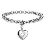 Load image into Gallery viewer, Fine 925 Sterling silver Noble Heart 26 Letteres chain Bracelets for women men Fashion party wedding Accessories Jewelry gifts