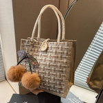 Load image into Gallery viewer, Retro Braided Pattern Jute Tote Bag Large Capacity Grocery Bag Women Handbag Beach Organizer Portable Shopping Bag Lunch Bag