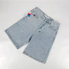 Y2k Retro Jean Shorts Womens Cartoon Embroidery Knee Length Baggy Jeans Wide Leg Denim Short Pants Mens Shorts Jorts