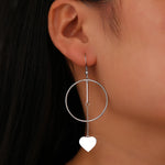 Load image into Gallery viewer, Stainless Steel Earrings Sweet Hearts Exaggerated Geometric Big Circle Stick Tassel Pendants Earrings For Women Jewelry Gifts