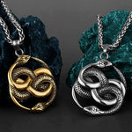 Load image into Gallery viewer, Retro Double Snake Pendant Unisex Fashion Personality Animal Snake 316L Stainless Steel Pendant Necklace Jewelry Gift Wholesale