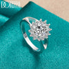 DOTEFFIL 925 Sterling Silver Crystal AAA Zircon Sun Ring For Women Fashion Wedding Engagement Party Gift Charm Jewelry