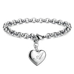 Load image into Gallery viewer, Fine 925 Sterling silver Noble Heart 26 Letteres chain Bracelets for women men Fashion party wedding Accessories Jewelry gifts