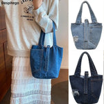 Load image into Gallery viewer, New Denim Bucket Bags Ladies Handbags Fashion Casual Sweet Cool Shoulder Bag for Women Phone Pockets
