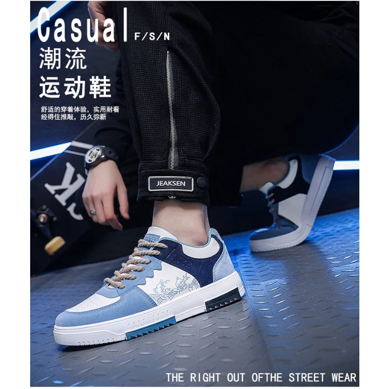 2023Men's Sneakers Flat Student Shoes Breathable Fashion Lace-Up Sneakers Men's Comfort Sports Jogging Shoes Zapatillas Hombre
