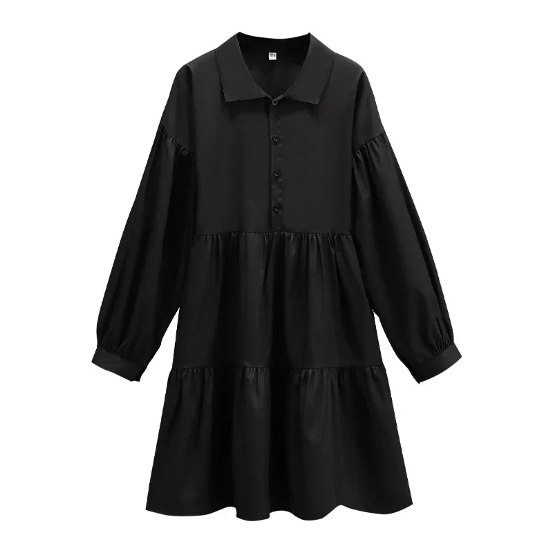 Plus Size Dresses Women Autumn 2024 New Arrival Long Sleeve Black T Shirt Dress Women Korean Style Large Size Dresses Female
