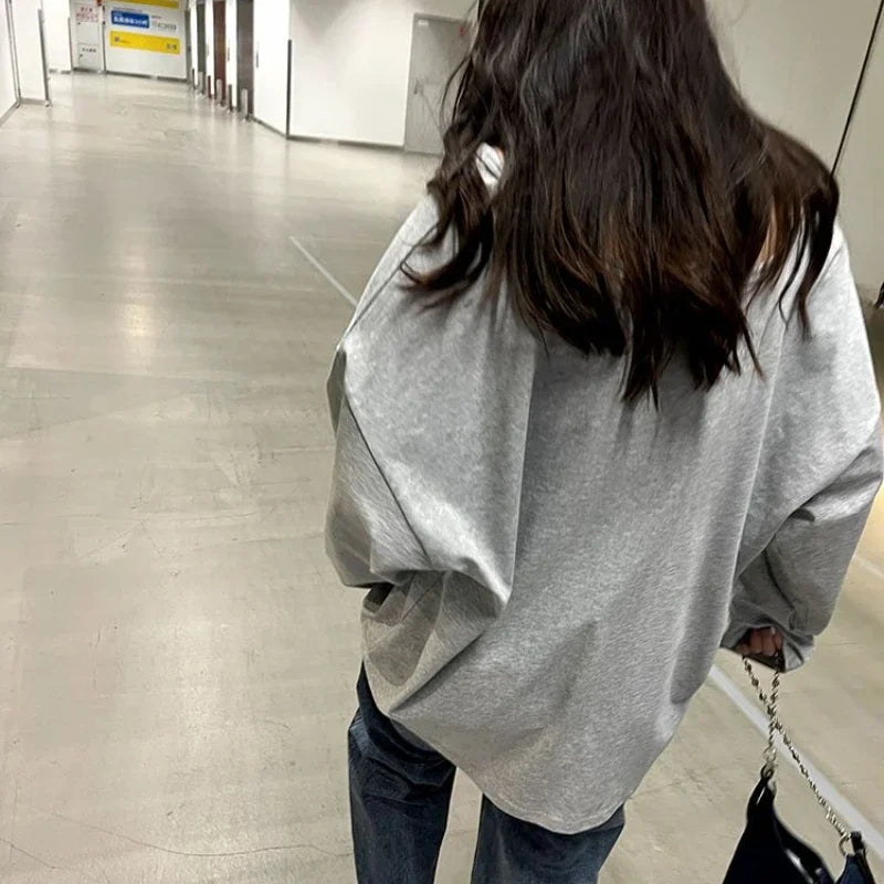 Y2k Baggy Halter Two Piece Sweatshirt Women Letter Print Loose Aesthetic Hoodies Women Retro Fashion Casual Streetwear Tops 2024