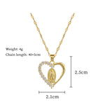 Load image into Gallery viewer, Stainless Steel Crystal Heart Virgin Mary Necklace for Women Amulet Gold Plated Necklace Religious Jewelry Our Lady of Aparecida