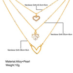Load image into Gallery viewer, Crystal Zircon Heart Charm Layered Pendant Necklace Set for Women Charms Fashion Square Rhinestone Female Vintage Jewelry Gifts