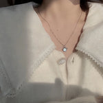 Load image into Gallery viewer, Fashion Silver Plated Firefly Shaped Moonstone Pendant Necklaces Luxury Women Jewelry Korean Clavicle Chain Short Necklace