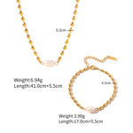 Load image into Gallery viewer, Natural Freshwater Pearl Bracelet Necklace Set Stainless Steel PVD Plated 18K Gold Waterproof Jewelry For Women