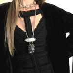 Load image into Gallery viewer, 10pcs Black Tourmaline Tibetan Quartz Crystal Statement Necklace Goth Wicca Boho Punk Rock Festival Schorl Unisex Jewlery