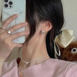 Load image into Gallery viewer, 925 Silver Needle Korean Fashion Heart Earrings For Women Metal Earing Jewelry 2024 Trending New Sweet Peach Heart Earrings Gift