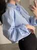 Zoki Sexy Back Split White Shirt Women Korean Long Sleeve Cropped Tops Casual All Match Buttons Turn Down Collar Female Blouse