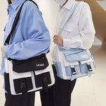 Load image into Gallery viewer, Korean Fashion Nylon Bag Letter Print Multipockets Shoulder Bag For Women Men Unisex Crossbody Bags School Messenger Bag Book