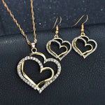 Load image into Gallery viewer, Fashion European and American Heart Shaped Wedding Dinner Wedding Dress Accessories Double Love Earrings Necklace Bracelet Gift