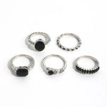 Load image into Gallery viewer, Retro Black Crystal Stone Ring Set For Women Vintage Geometric Knuckle Joint Ring Female Fashion Party Jewelry Accessories