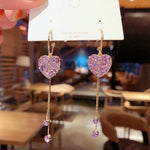 Load image into Gallery viewer, Square Geometry Long Fashion Girl Tassel Flower Purple Rhinestone Earrings Korean Love Heart Wholesale Earring Jewlery For Women