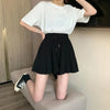 5Xl Summer Shorts Skirts Women Elastic High Waist Casual Wide Leg Shorts Korean A Line Loose Mini Skirt Black Short Pants