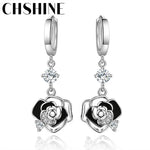 Load image into Gallery viewer, CHSHINE 925 Sterling Silver Black Rose Flower Earrings for Women's Wedding Gifts Fashion Jewelry