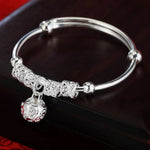 Load image into Gallery viewer, Fine 925 Sterling Silver hollow Bells ball bangles adjustable Bracelets for Women Fashion Holiday gifts Party wedding Jewelry