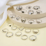 Load image into Gallery viewer, 21pcs Set Punk Style Butterfly Heart Stainless Steel Ring and Tai Chi Design Multi-element Snake Rings Set Кольца Женские Кольцо
