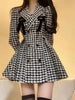 Plaid Vintage Kawaii Dress Women Patchwork Elegant Party Mini Dress Female Korean Fashion Y2k One Piece Dress 2023 Autumn Winter