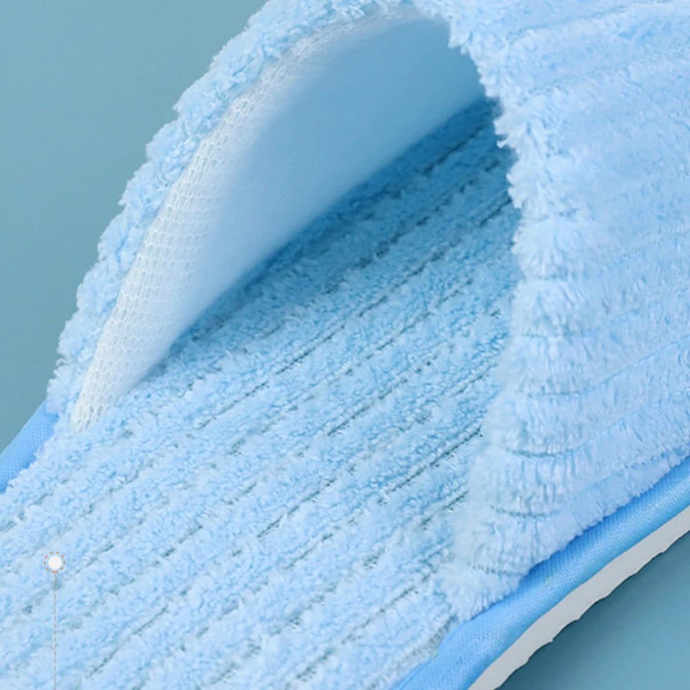 Unisex Disposable Slides Home Travel Sandals Men Women Hotel Slippers Coral Fleece Slippers Hospitality Guest Footwear One Size