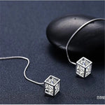 Load image into Gallery viewer, JewelryTop Elegant Fine 925 Sterling Silver Earrings Charms Cube Love Zirconia Sugar Drop Chain Long Tassel