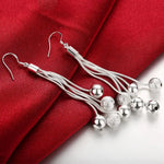 Load image into Gallery viewer, Fine 925 Sterling Silver Jewelry sets for women 18 inches Fringed beads necklace earrings Fashion Party wedding Christmas Gifts