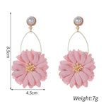 Load image into Gallery viewer, Fashion Pink Flower Long Clip on Earrings 2023 Designs Bohemia Handmade Petal Ear Clips for Women Gift