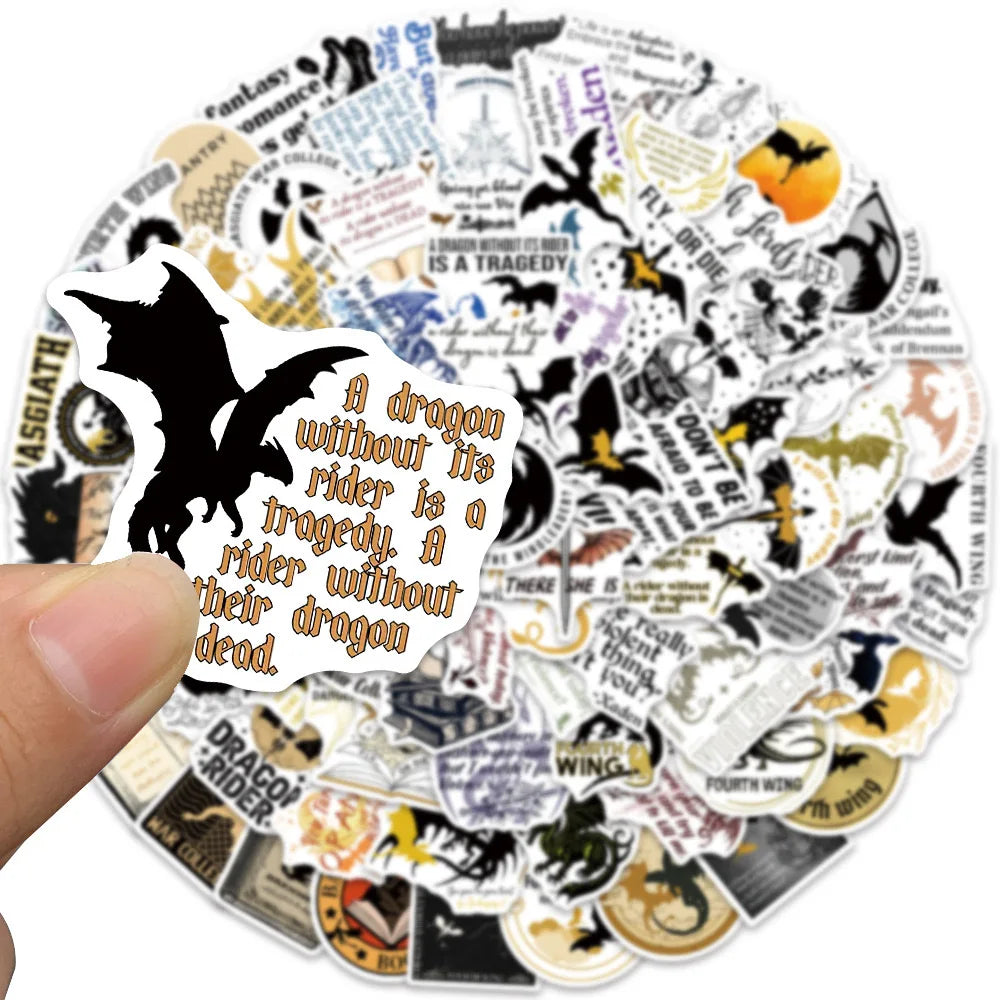 10/50/100pcs Fantasy Dragons Fourth Wing Book Stickers Aesthetic Decals DIY Stationery Notebook Phone Luggage Waterproof Sticker