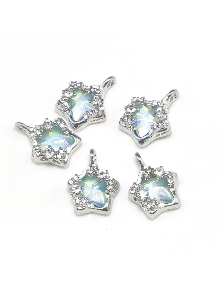 WZNB 10Pcs Crystal Stars Charms Pentagram Pendant for Jewelry Making Handmade Earring Bracelet Necklaces Diy Accessories