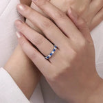 Load image into Gallery viewer, Blue/White Round Cubic Zirconia Promise Rings for Women Wedding Engagement Bands Accessories Fashion Jewelry 2023 New