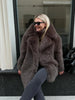 Autumn Winter Thick Warm Women Faux Fur Coat Turn-down Collar Long Sleeve Coats Casual High Quality Fluffy Jacket Outwear