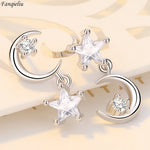 Load image into Gallery viewer, Fanqieliu 925 Silver Needle Crystal Zircon Moon Star Drop Earrings For Woman New Jewelry Fashion FQL23561