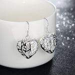 Load image into Gallery viewer, Hot charm 925 sterling Silver necklace earrings Jewelry set for women heart Hollow Fashion Party Christmas Gifts high quality