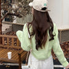 Y2k Women Cardigan Sweater Knitted Cropped Korean Short Long sleeve Crop Top V neck Fashion Clothe