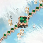 Load image into Gallery viewer, Casual fashion multifunctional ladies watch luxury high quality elegant clover bracelet emerald quartz watch for women