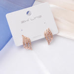 Load image into Gallery viewer, Full Crystal Three Rows S-shaped Stud Earrings for Women Personality Unique Angel Wing Leaf Feather Ear Wedding Jewelry