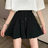 5Xl Summer Shorts Skirts Women Elastic High Waist Casual Wide Leg Shorts Korean A Line Loose Mini Skirt Black Short Pants