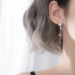 Load image into Gallery viewer, CIAXY Silver Color Star Earrings for Women Blue Space Universe Planet Zircon Circle Long Earrings Korean Fashion Jewelry