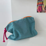 Load image into Gallery viewer, Makeup Storage Bag Fashion Contrast Color Storage Bag Purses Cotton Zipper Pouch Women Plaid Portable Travel Cosmetic Bag