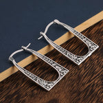 Load image into Gallery viewer, Silver Color Do Old Ethnic Pattern Style U-shaped Hollow Pendant Earrings for Women Retro Fashion Daily Wear Earrings