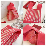 Load image into Gallery viewer, Handmade Knit Handbag Women Mini Knot Wrist-bag Female Casual Color Wide Stripe Plaid Tote Bag Student Reusable Shopping Bag