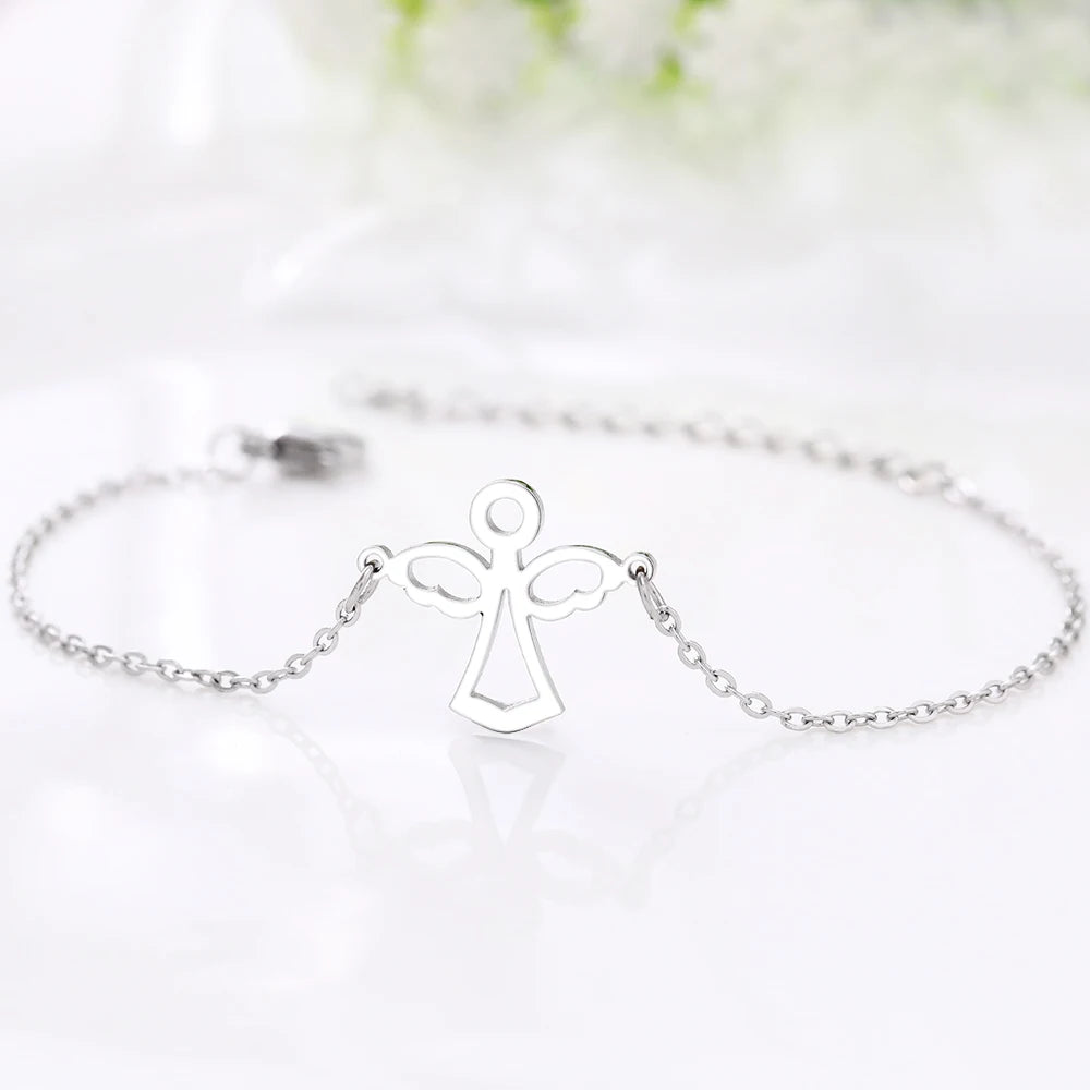 Stainless Steel Bracelets Elegant Cute Cartoon Angel Pendants Girls Trendy Fine Kpop Bracelet For Women Jewelry Wholesale Gifts