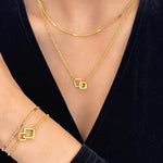 Load image into Gallery viewer, Stainless Steel Jewelry Set Classic Fashion Square Clasp Bracelet Necklace Double Chain Jewelry Set For Women Jewelry Noble Gift